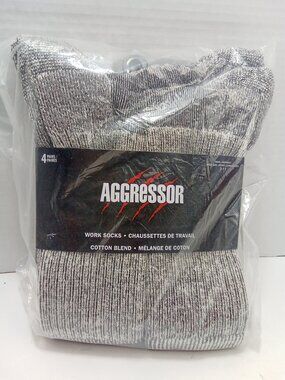 NWT Aggressor Men's Work Socks - 4 Pack Cotton Blend Boot Crew Size 7-11